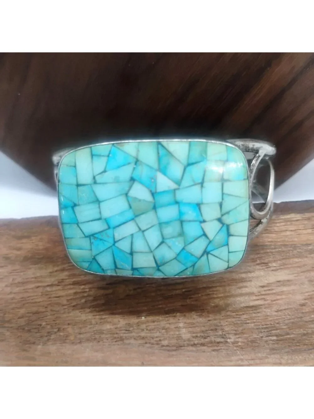 Jay King DTR Sterling Silver and Turquoise Mosaic Cuff Bracelet Size 6.5 - Picture 1 of 10